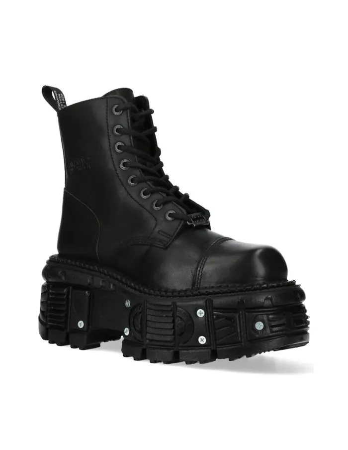WomenMen Ankle Boot Black Imperfect With Laces MTank083C1 New Rock Boots WomenMen Ankle Boot Black Imperfect With Laces MTank083C1 New Rock Boots