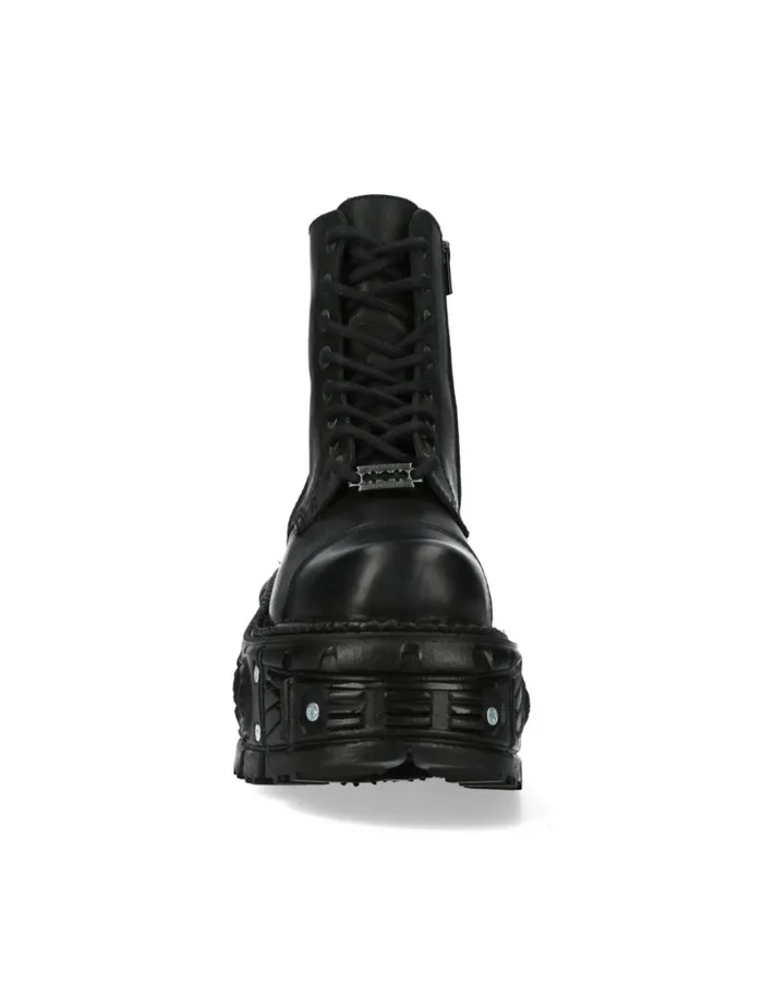WomenMen Ankle Boot Black Imperfect With Laces MTank083C1 New Rock Boots WomenMen Ankle Boot Black Imperfect With Laces MTank083C1 New Rock Boots
