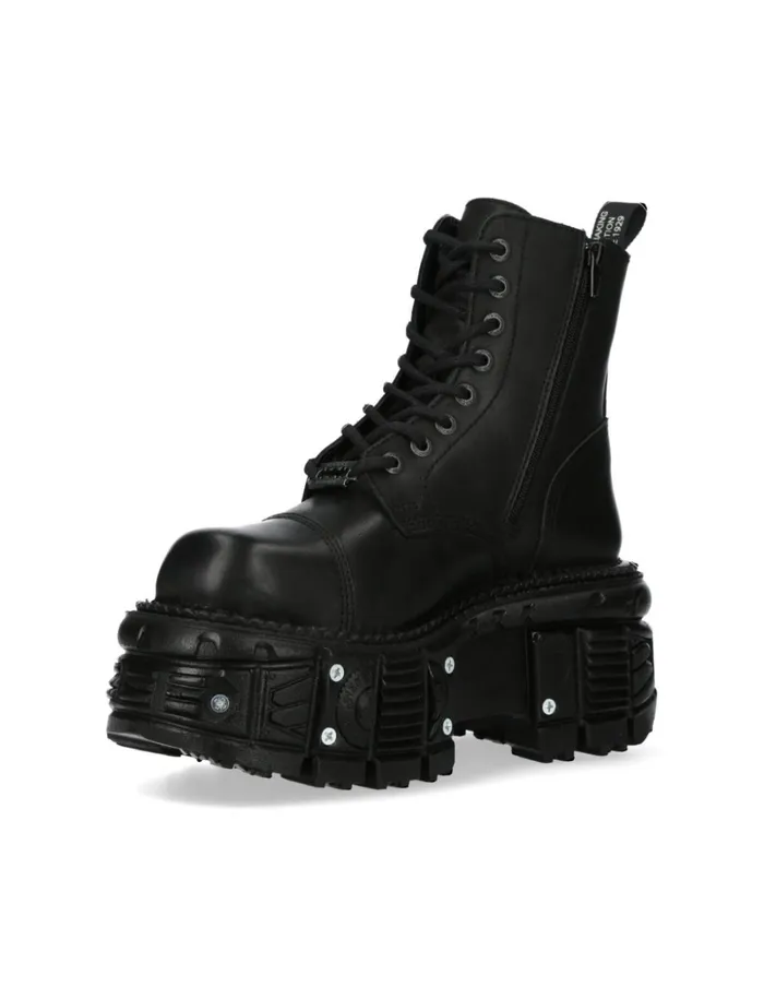 WomenMen Ankle Boot Black Imperfect With Laces MTank083C1 New Rock Boots WomenMen Ankle Boot Black Imperfect With Laces MTank083C1 New Rock Boots