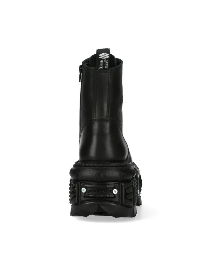 WomenMen Ankle Boot Black Imperfect With Laces MTank083C1 New Rock Boots WomenMen Ankle Boot Black Imperfect With Laces MTank083C1 New Rock Boots