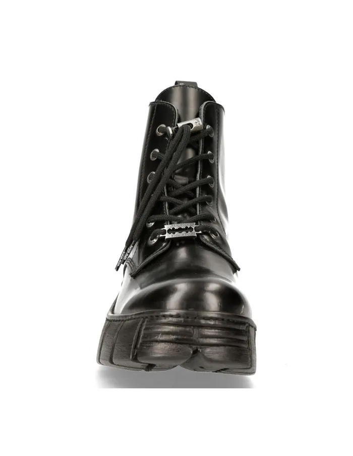 WomenMen Ankle Boot Black Tower With Laces MWall025nC3 New Rock Boots WomenMen Ankle Boot Black Tower With Laces MWall025nC3 New Rock Boots