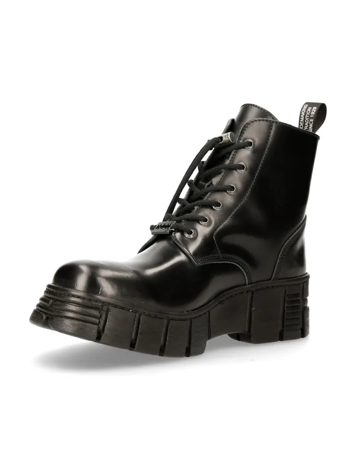 WomenMen Ankle Boot Black Tower With Laces MWall025nC3 New Rock Boots WomenMen Ankle Boot Black Tower With Laces MWall025nC3 New Rock Boots