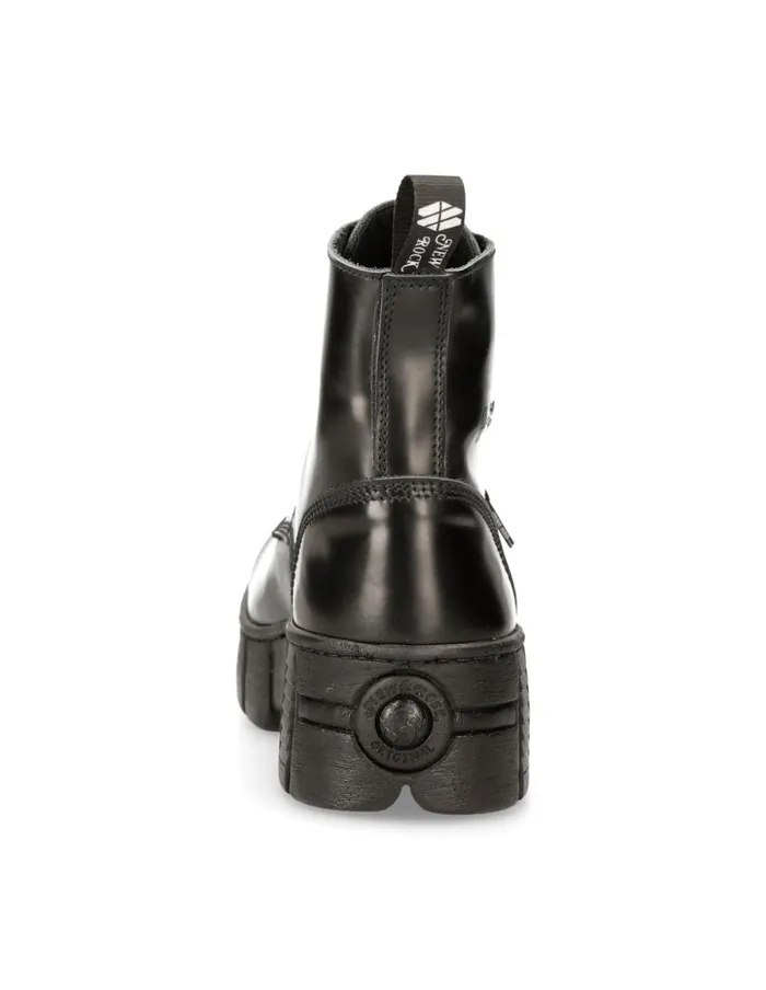 WomenMen Ankle Boot Black Tower With Laces MWall025nC3 New Rock Boots WomenMen Ankle Boot Black Tower With Laces MWall025nC3 New Rock Boots