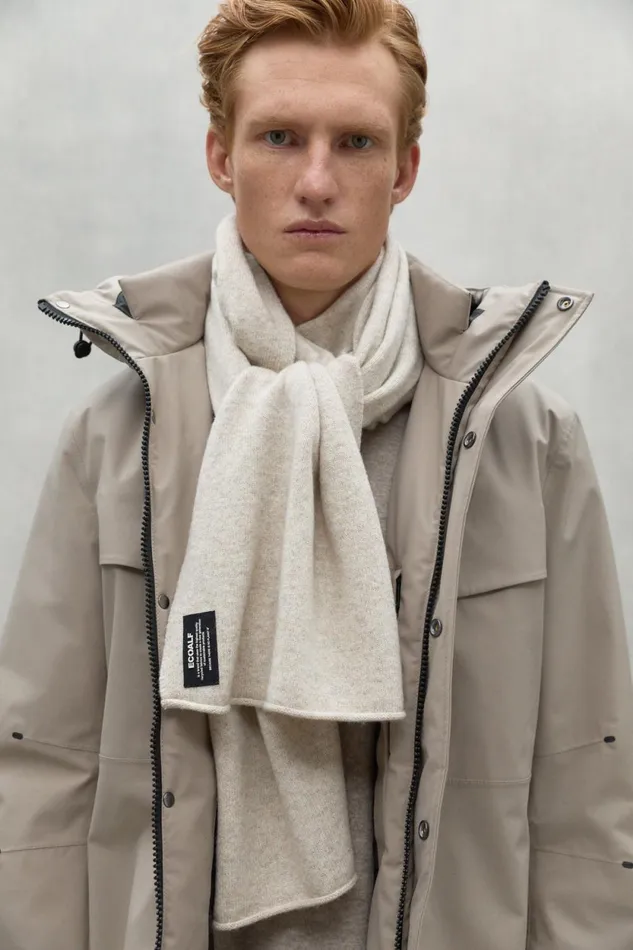 WomenMen Beige Wool Scarf Ecoalf Hats And Scarves