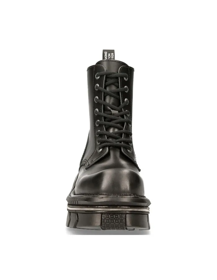 WomenMen Black Techno With Laces MMili084nS6 New Rock Boots WomenMen Black Techno With Laces MMili084nS6 New Rock Boots