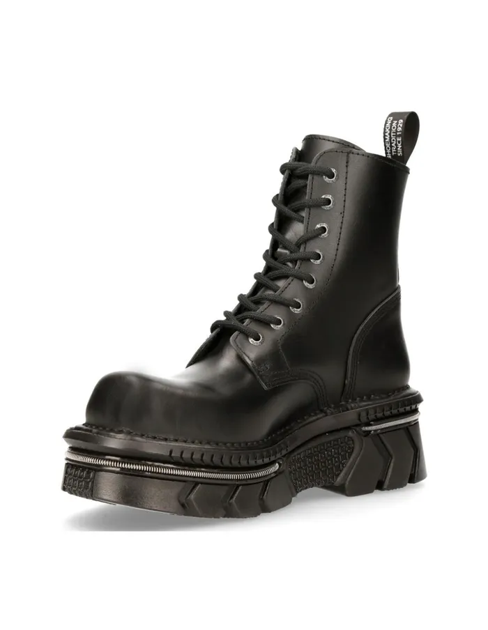 WomenMen Black Techno With Laces MMili084nS6 New Rock Boots WomenMen Black Techno With Laces MMili084nS6 New Rock Boots