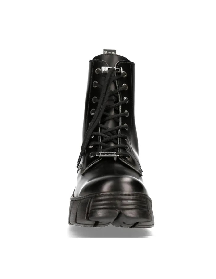 WomenMen Boot Black Tower With Laces MWall026nC5 New Rock Boots WomenMen Boot Black Tower With Laces MWall026nC5 New Rock Boots