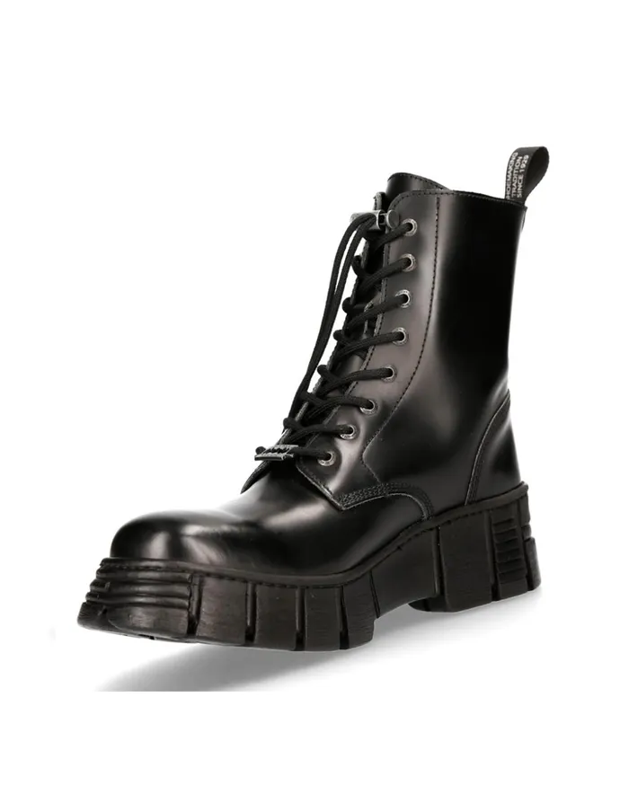 WomenMen Boot Black Tower With Laces MWall026nC5 New Rock Boots WomenMen Boot Black Tower With Laces MWall026nC5 New Rock Boots