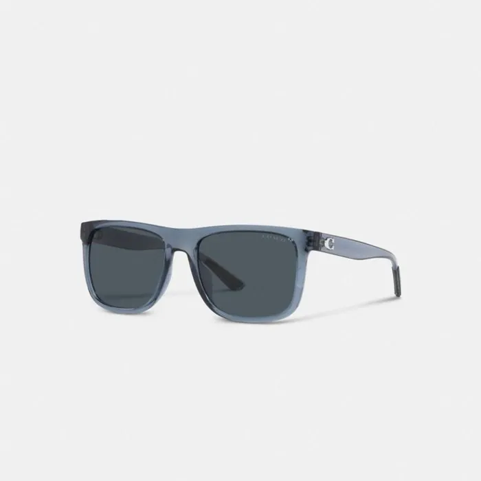 WomenMen Eyewear Coach Beveled Signature Flat Top Square Sunglasses Transparent Navy