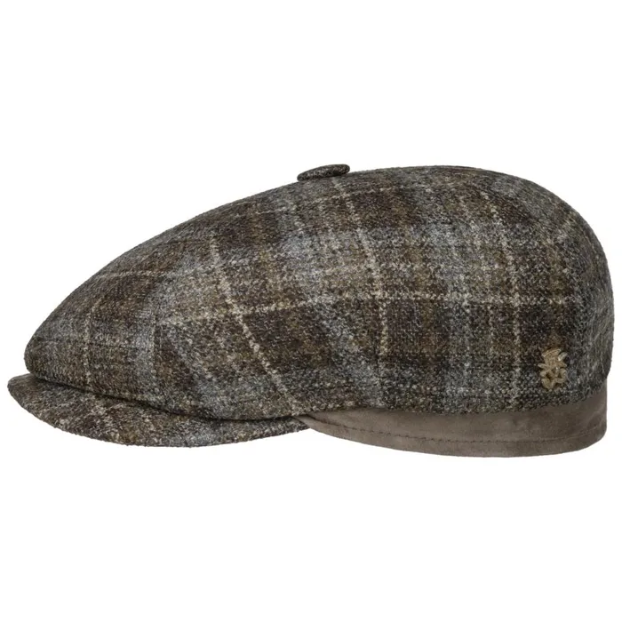 WomenMen Flat Caps Mayser Emil Wool Check Flat Cap Zechbauer Brown