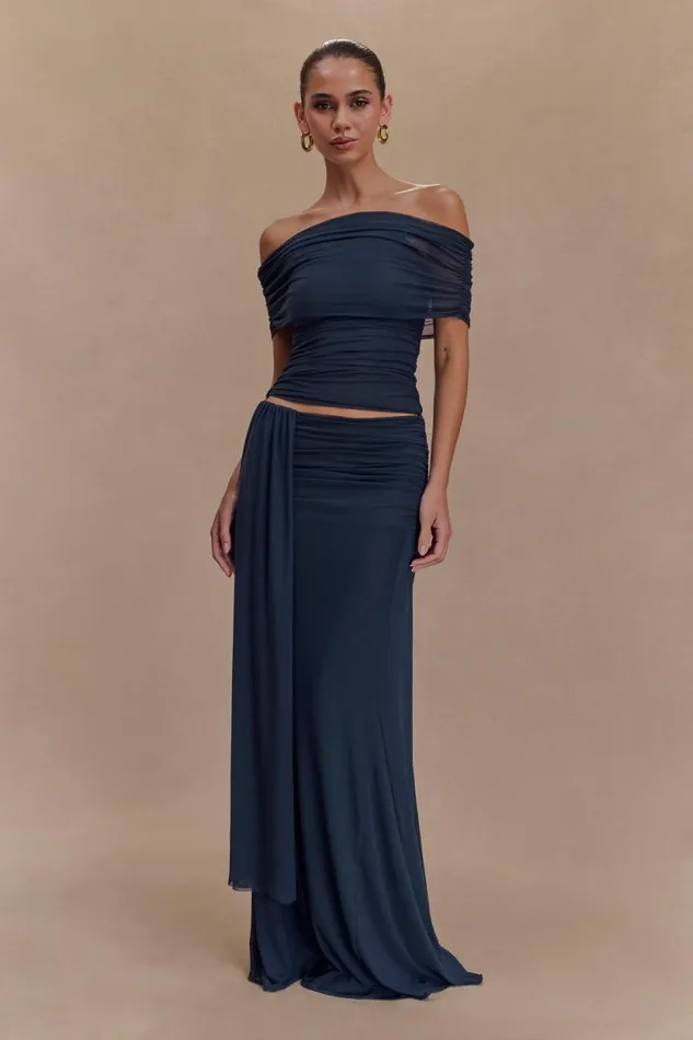 Women Meshki Bottoms Arna Mesh Maxi Skirt 8211 Midnight Blue