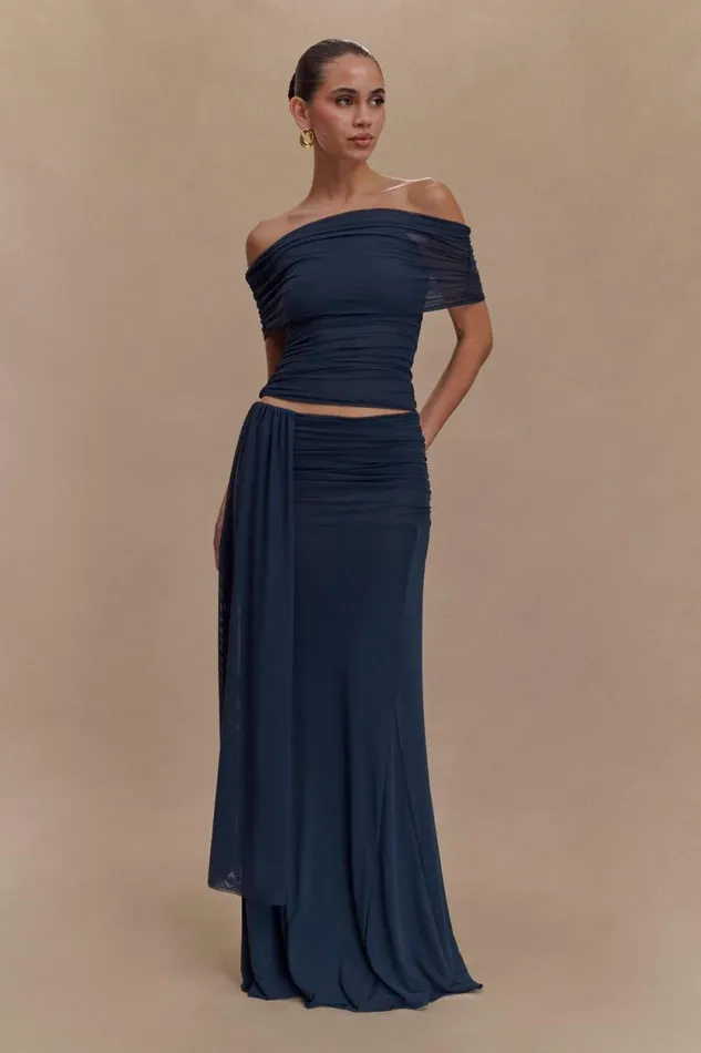 Women Meshki Bottoms Arna Mesh Maxi Skirt 8211 Midnight Blue