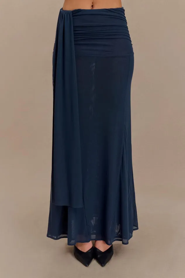Women Meshki Bottoms Arna Mesh Maxi Skirt 8211 Midnight Blue