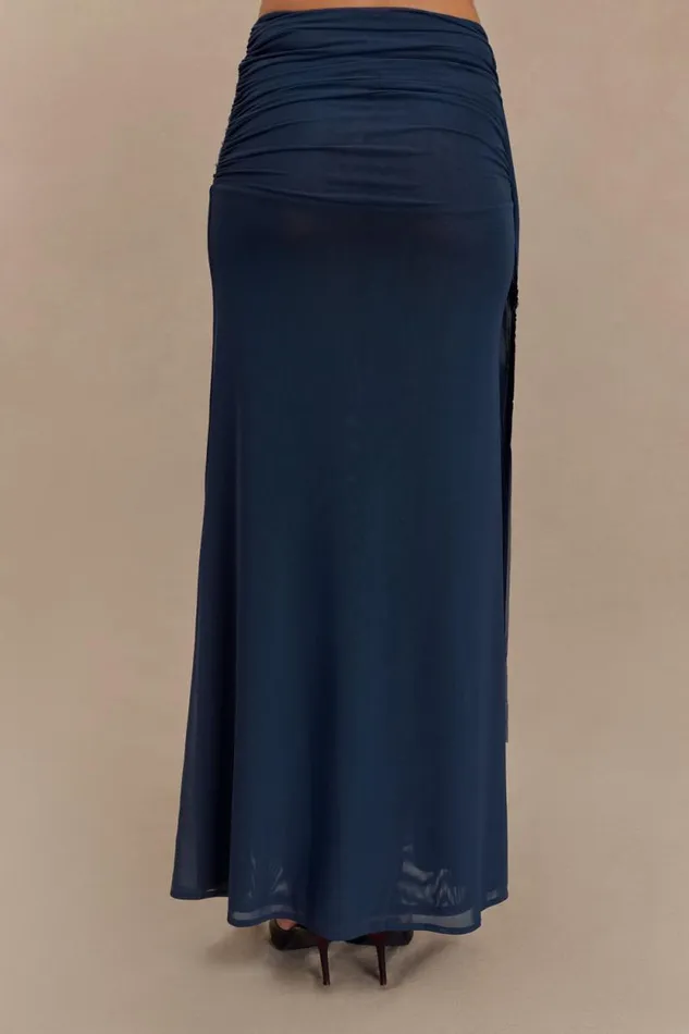Women Meshki Bottoms Arna Mesh Maxi Skirt 8211 Midnight Blue