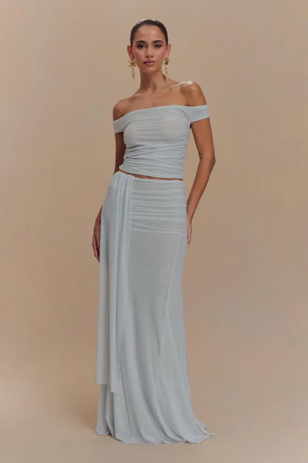 Women Meshki Bottoms Arna Mesh Maxi Skirt 8211 Pale Blue