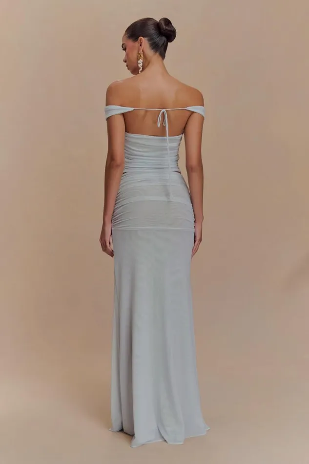 Women Meshki Bottoms Arna Mesh Maxi Skirt 8211 Pale Blue
