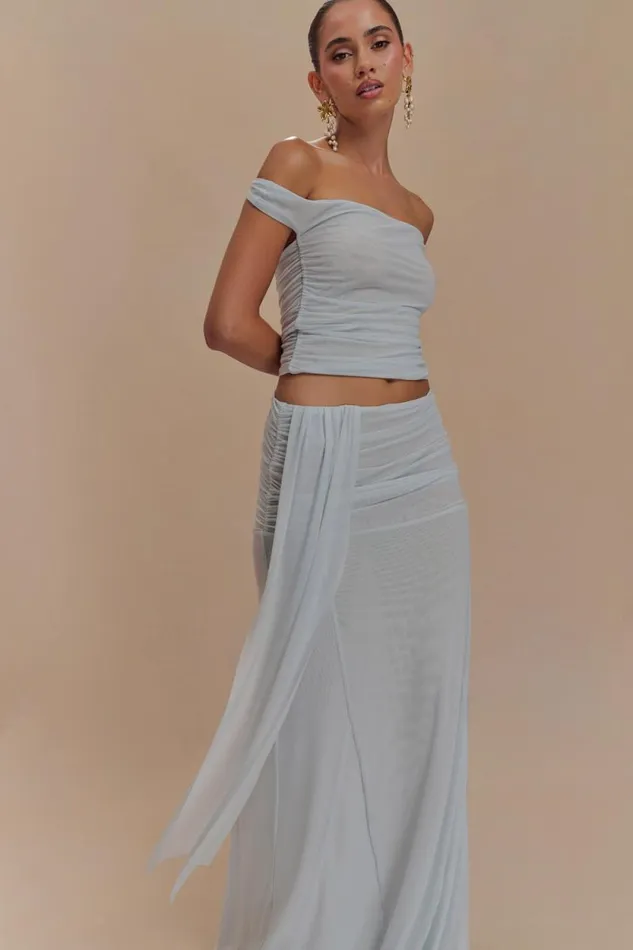 Women Meshki Bottoms Arna Mesh Maxi Skirt 8211 Pale Blue