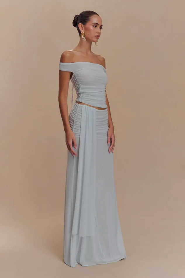 Women Meshki Bottoms Arna Mesh Maxi Skirt 8211 Pale Blue