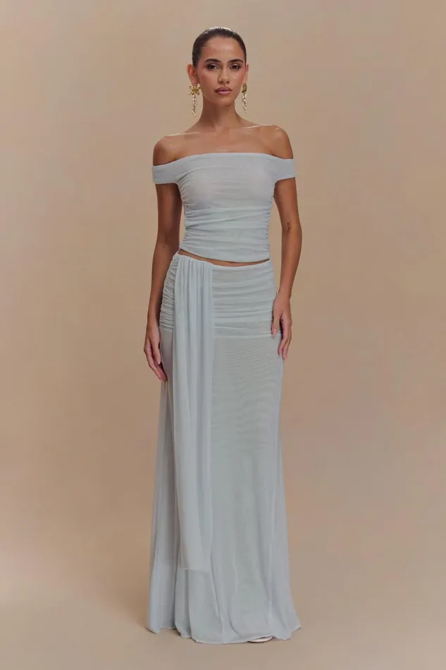 Women Meshki Bottoms Arna Mesh Maxi Skirt 8211 Pale Blue