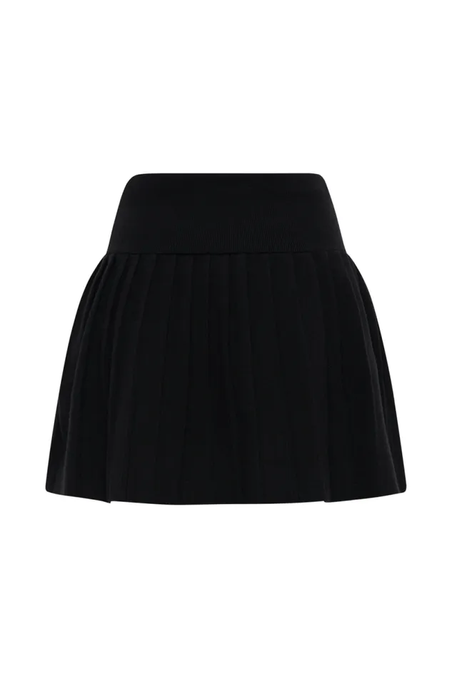 Women Meshki Bottoms Beverly Knit Pleated Mini Skirt 8211 Black