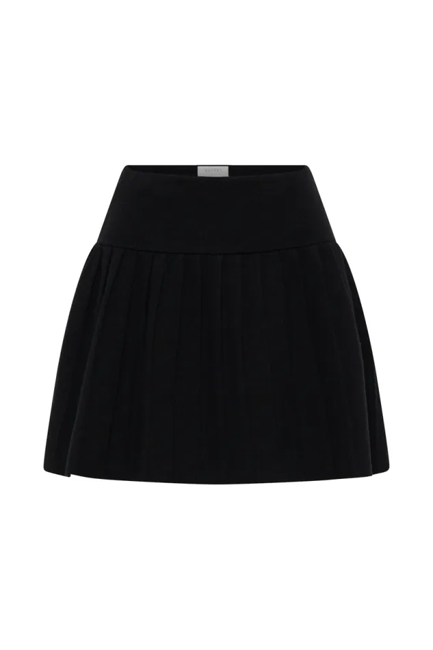 Women Meshki Bottoms Beverly Knit Pleated Mini Skirt 8211 Black