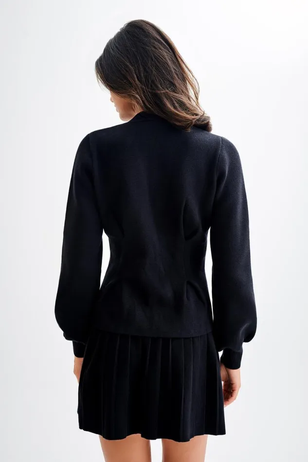 Women Meshki Bottoms Beverly Knit Pleated Mini Skirt 8211 Black