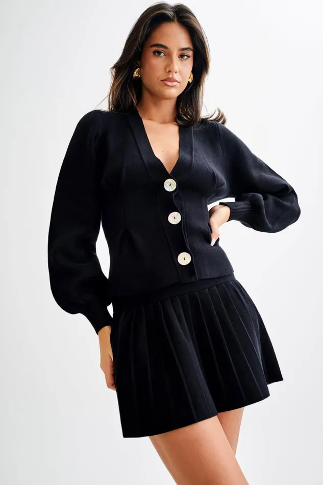 Women Meshki Bottoms Beverly Knit Pleated Mini Skirt 8211 Black