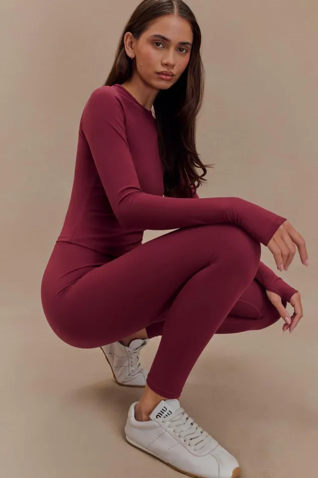 Women Meshki Bottoms Callie Active Leggings 8211 Burgundy