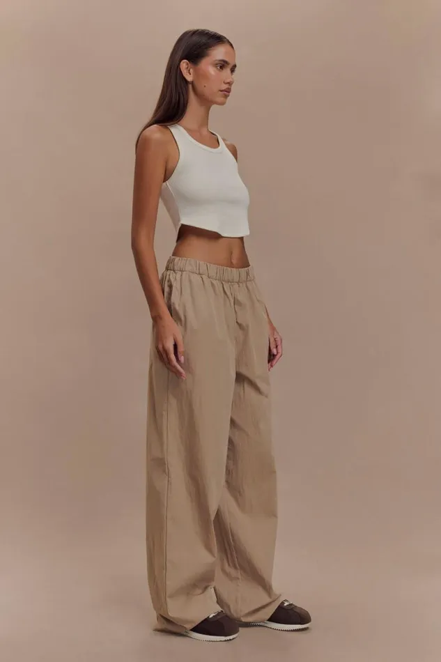 Women Meshki Bottoms Campbell Cotton Wide Leg Pants 8211 Sand