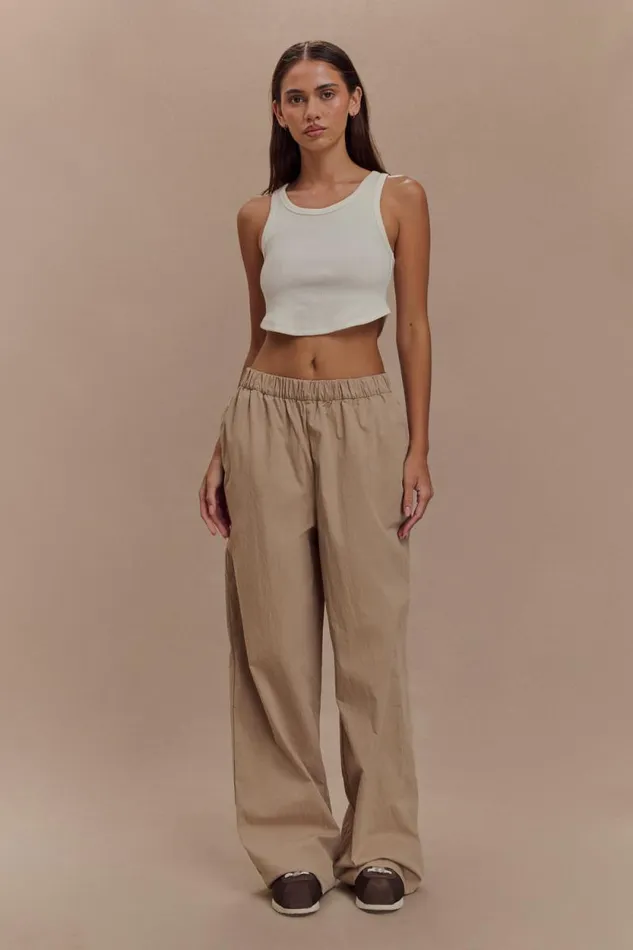 Women Meshki Bottoms Campbell Cotton Wide Leg Pants 8211 Sand