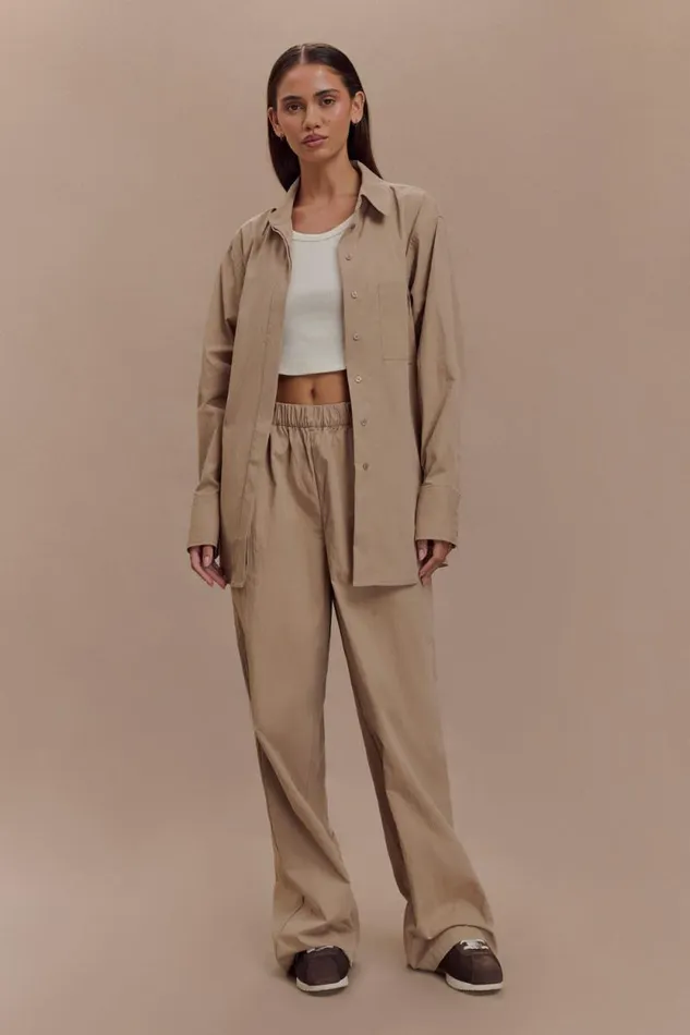 Women Meshki Bottoms Campbell Cotton Wide Leg Pants 8211 Sand