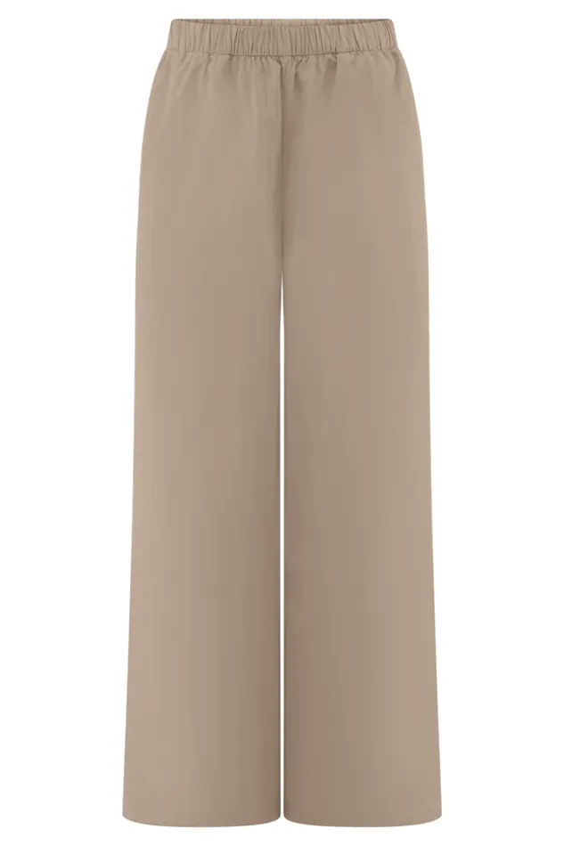 Women Meshki Bottoms Campbell Cotton Wide Leg Pants 8211 Sand