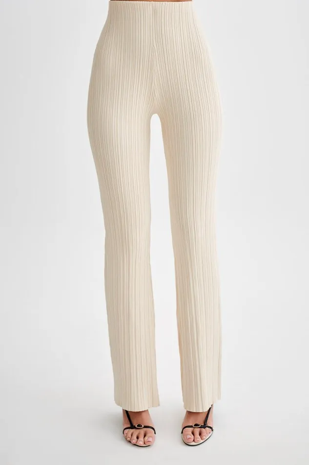 Women Meshki Bottoms Chiara Straight Leg Rib Knit Pant 8211 Cream