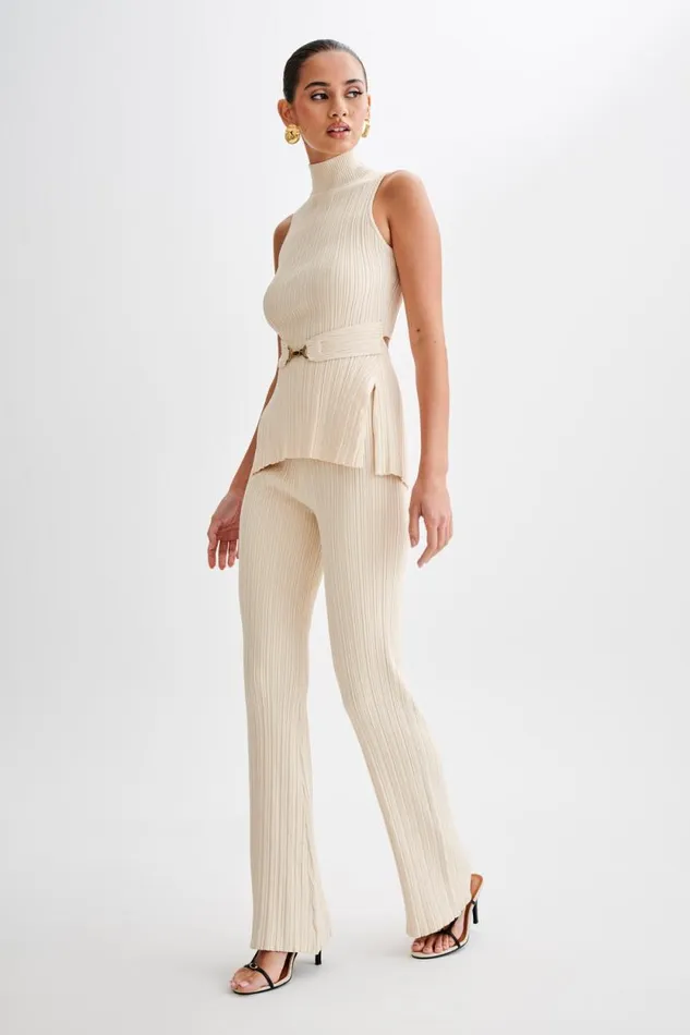 Women Meshki Bottoms Chiara Straight Leg Rib Knit Pant 8211 Cream