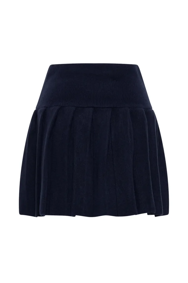 Women Meshki Bottoms Dionne Pleated Knit Mini Skirt 8211 Dark Navy