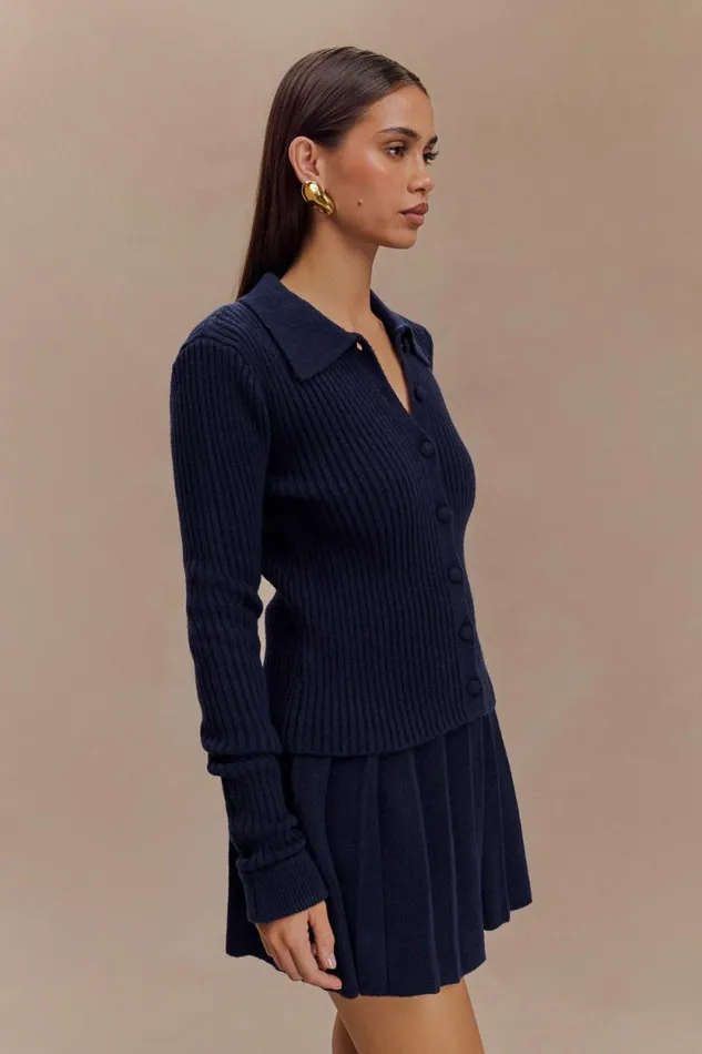 Women Meshki Bottoms Dionne Pleated Knit Mini Skirt 8211 Dark Navy