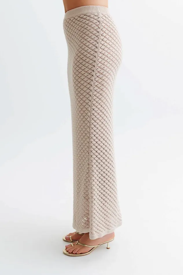 Women Meshki Bottoms Guiliana Knit Maxi Skirt 8211 Tawny Grey