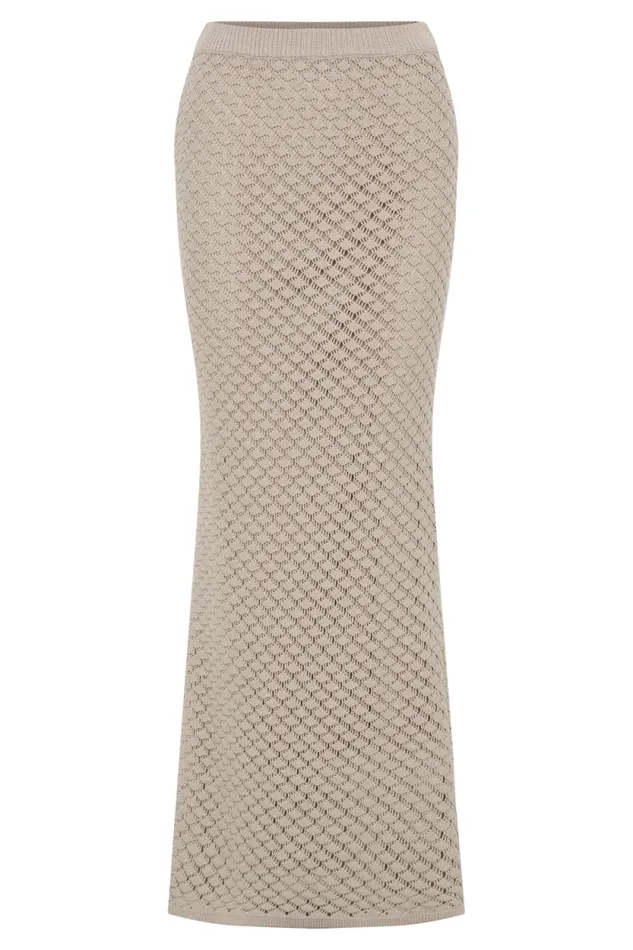 Women Meshki Bottoms Guiliana Knit Maxi Skirt 8211 Tawny Grey