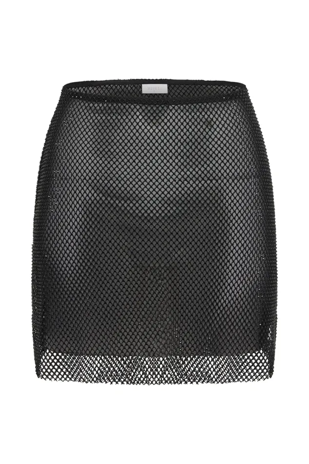 Women Meshki Bottoms Hilton Diamante Mesh Mini Skirt 8211 Black