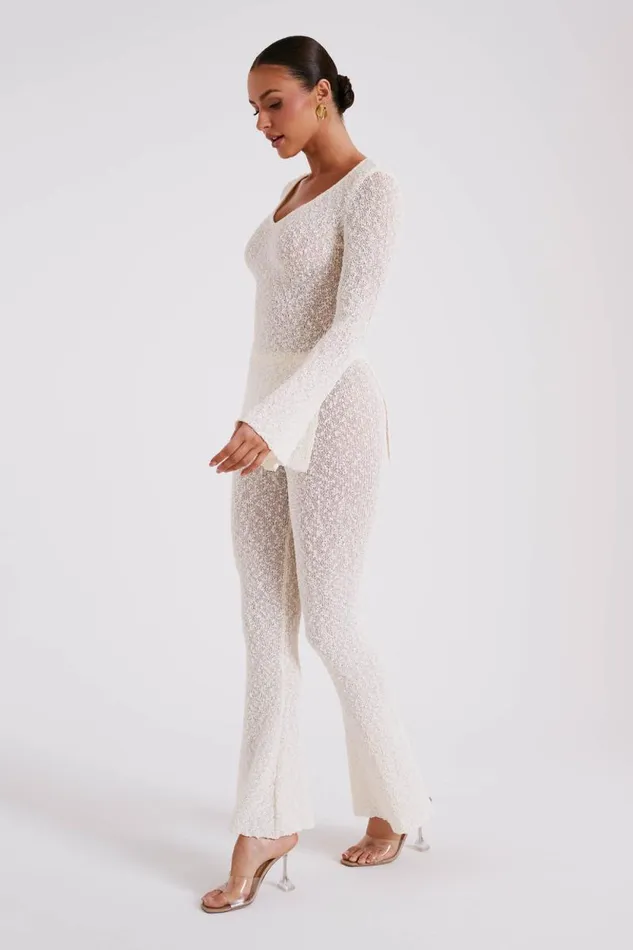 Women Meshki Bottoms Irma Flared Boucle Pants 8211 Cream