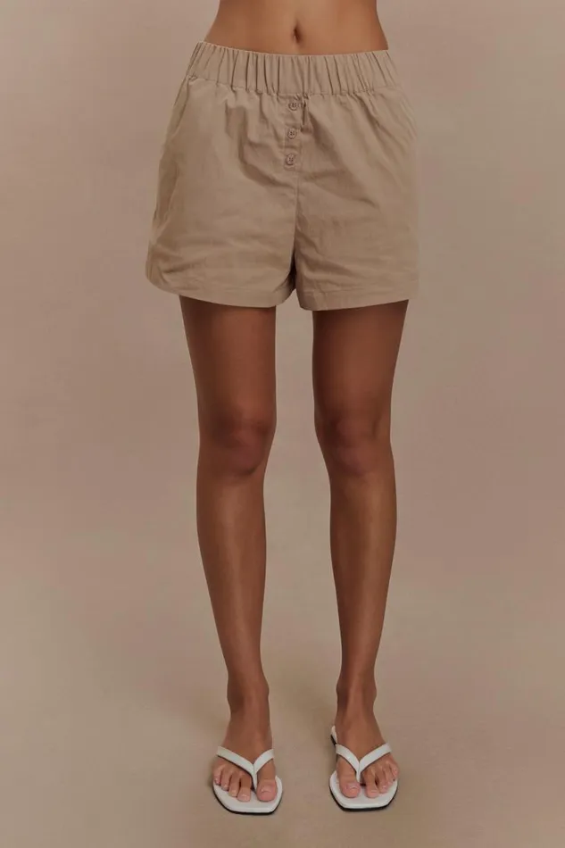 Women Meshki Bottoms Johanna Cotton Relaxed Shorts 8211 Sand