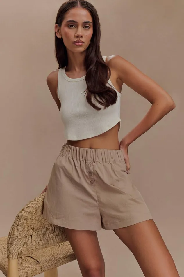 Women Meshki Bottoms Johanna Cotton Relaxed Shorts 8211 Sand