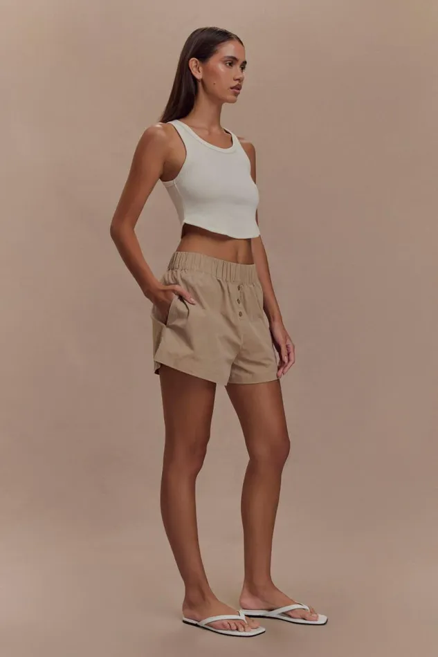 Women Meshki Bottoms Johanna Cotton Relaxed Shorts 8211 Sand