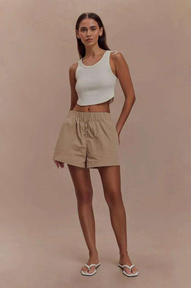 Women Meshki Bottoms Johanna Cotton Relaxed Shorts 8211 Sand