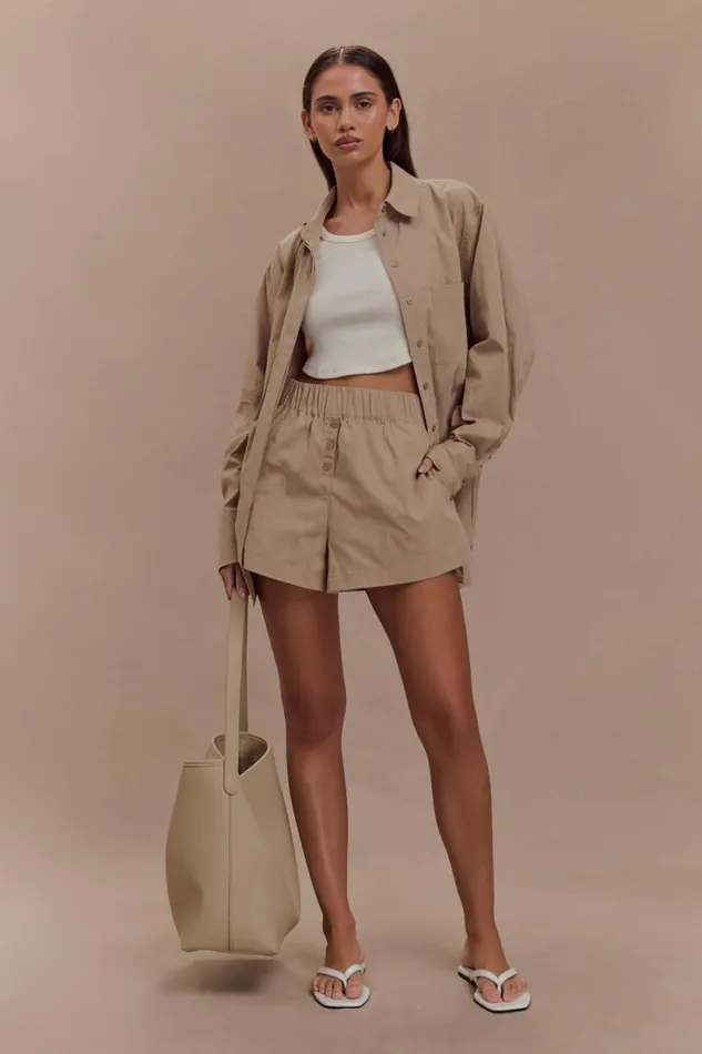 Women Meshki Bottoms Johanna Cotton Relaxed Shorts 8211 Sand