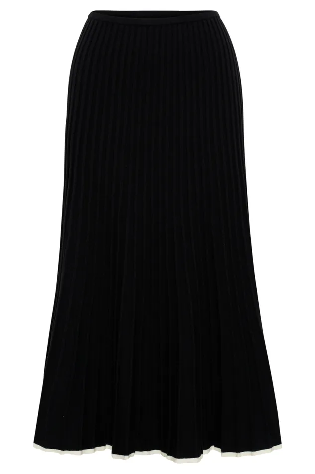 Women Meshki Bottoms Jolene Contrast Rib Knit Midi Skirt 8211 Black