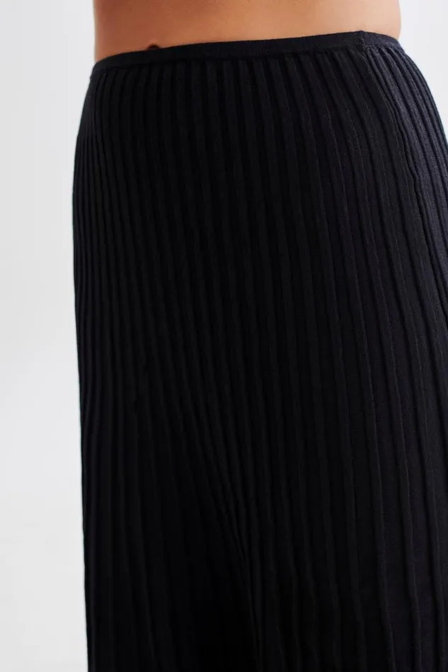 Women Meshki Bottoms Jolene Contrast Rib Knit Midi Skirt 8211 Black