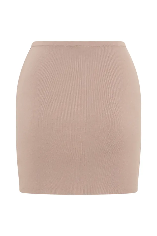 Women Meshki Bottoms Klara Knit Mini Skirt 8211 Taupe