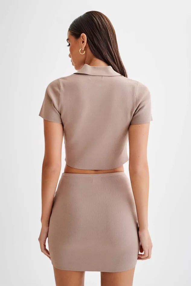 Women Meshki Bottoms Klara Knit Mini Skirt 8211 Taupe
