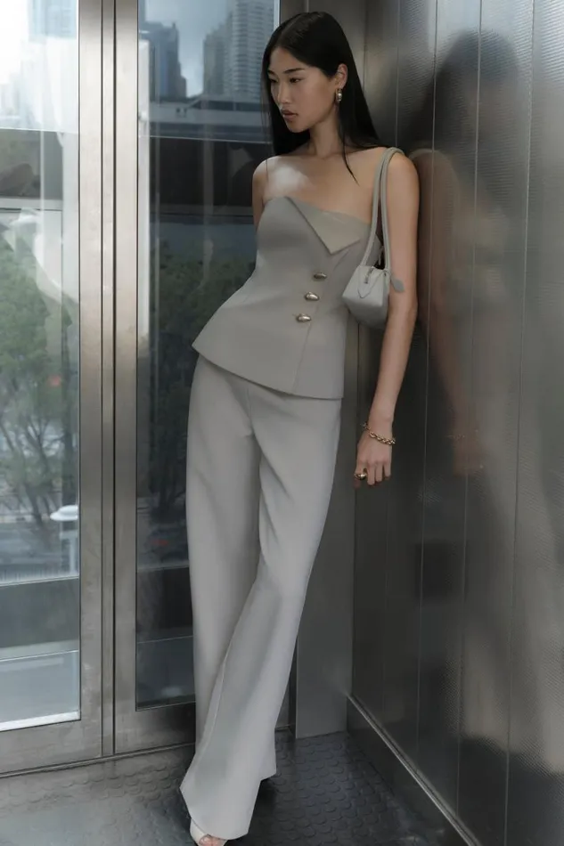 Women Meshki Bottoms Lindie Straight Leg Suiting Pants 8211 Sand